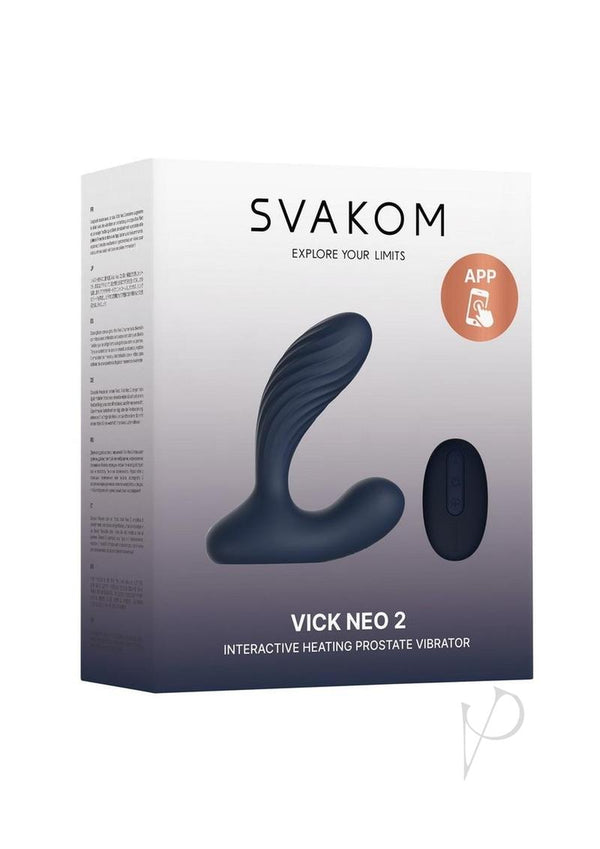 Svakom Vick Neo 2 App Compatible Rechargeable Silicone Warming Dual Stimulating Prostate Vibrator with Remote Control