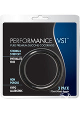 Performance VS1 Pure Premium Silicone Penis Rings (3 Pack) - Medium - Black_0