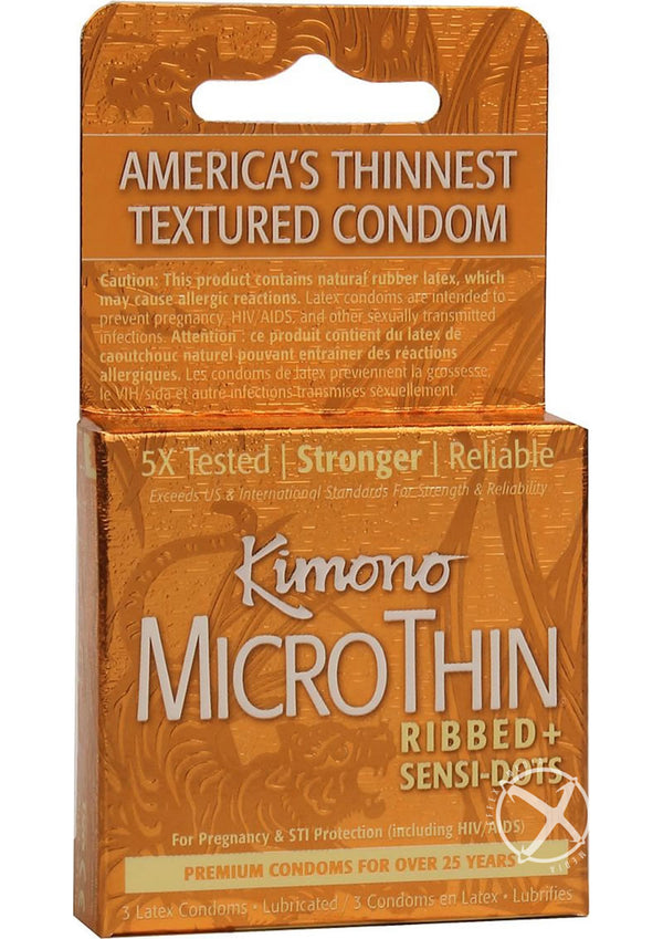 Kimono MicroThin Condoms Ribbed Plus Sensi Dots 3 Pack_0