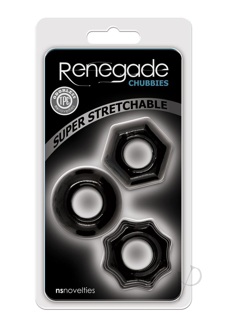 Renegade Chubbies Super Stretchable Penis Rings (Set of 3) - Black_0