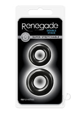 Renegade Double Stack Super Stretchable Penis Rings (Set of 2) - Black_0