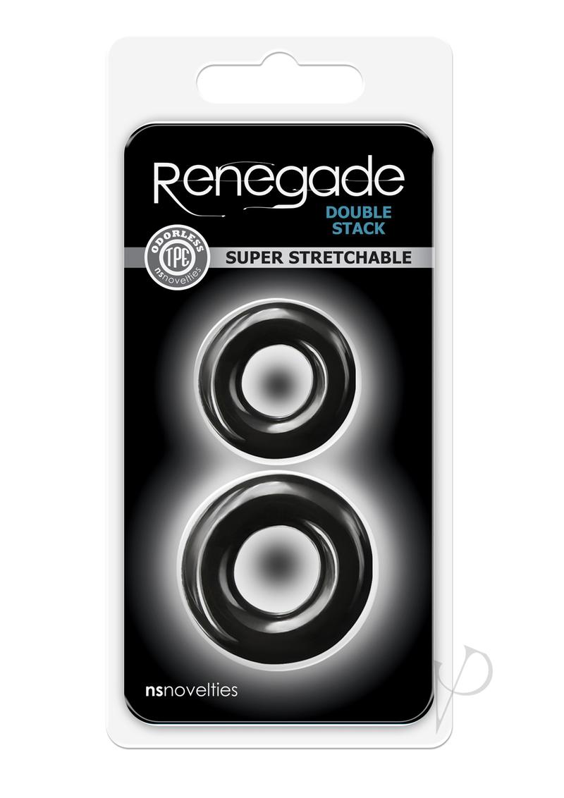 Renegade Double Stack Super Stretchable Penis Rings (Set of 2) - Black_0