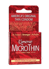 Kimono Microthin Ultra Thin Premium Lubricated Latex Condoms 3-Pack_0