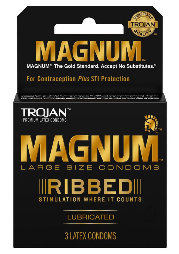 Trojan Magnum Ribbed Lubricated Latex Condoms 3-Pack Large_0