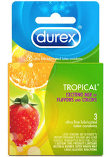 Durex Condoms Tropical Assorted Flavors and Colors (3 each per box)_0