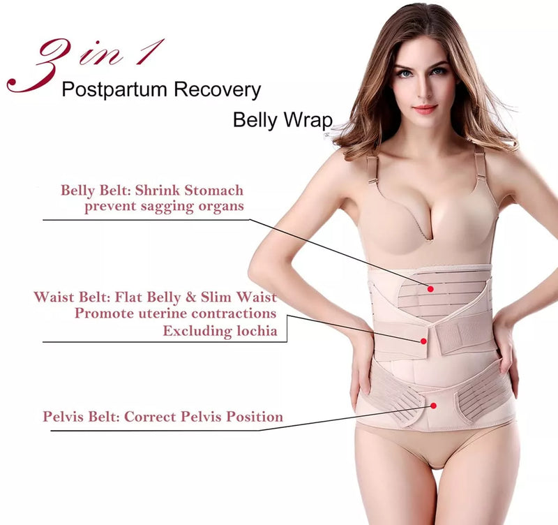 3 in 1 Postpartum Belly Wrap Abdominal Binder Belly Band C-section