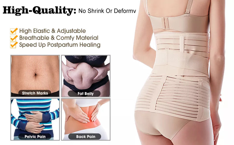 Women 3-in-1 Postpartum Abdominal Pelvic Binder Girdle Belly Band Support  Post Surgery Recovery Belt Wrap